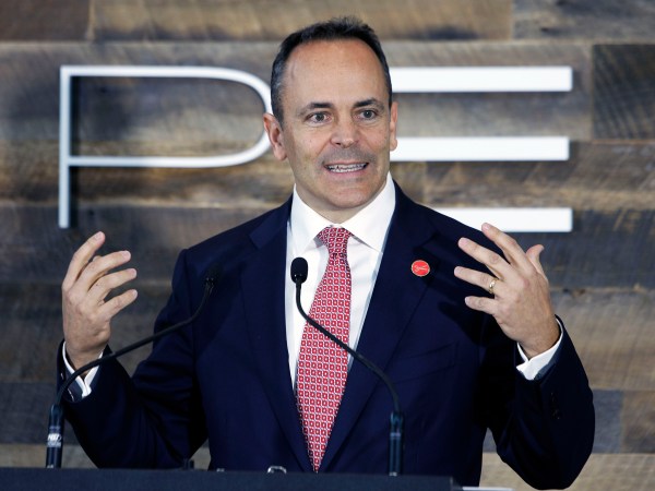 GEORGETOWN, KY-OCTOBER 30: Kentucky Governor Matt Bevin speaks at the unveiling of a new $80 million Toyota North American Engineering Headquarters October 30, 2017 in Georgetown, Kentucky. The 235,000 square foot state-of-the-art Product Engineering and Manufacturing Center (PEMC) is the final building constructed under the "One Toyota" project. (Photo by Bill Pugliano/Getty Images)