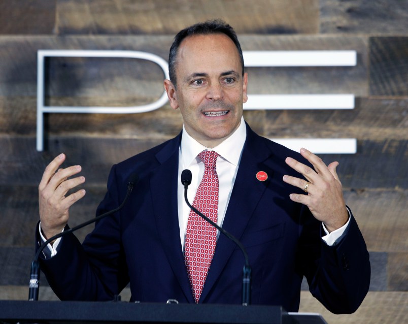 GEORGETOWN, KY-OCTOBER 30: Kentucky Governor Matt Bevin speaks at the unveiling of a new $80 million Toyota North American Engineering Headquarters October 30, 2017 in Georgetown, Kentucky. The 235,000 square foot state-of-the-art Product Engineering and Manufacturing Center (PEMC) is the final building constructed under the "One Toyota" project. (Photo by Bill Pugliano/Getty Images)