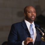 Senator Tim Scott (R-SC), speaks at the Commemoration of the Bicentennial of the Birth of Frederick Douglass, in Emancipation Hall of the U.S. Capitol, on Wednesday, Feb. 14, 2018. (Photo by Cheriss May/NurPhoto)