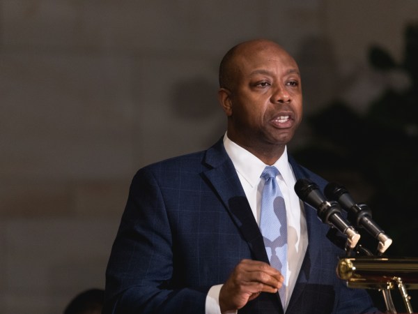 Senator Tim Scott (R-SC), speaks at the Commemoration of the Bicentennial of the Birth of Frederick Douglass, in Emancipation Hall of the U.S. Capitol, on Wednesday, Feb. 14, 2018. (Photo by Cheriss May/NurPhoto)