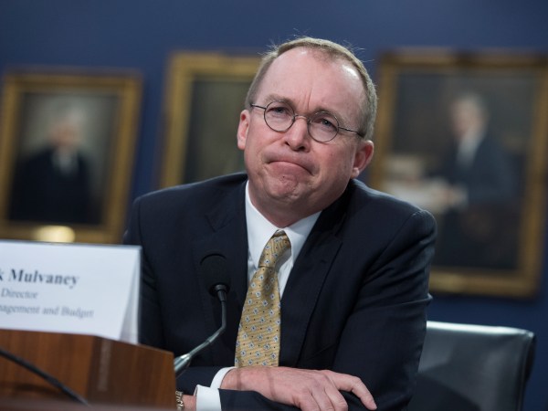 UNITED STATES - APRIL 18: Office of Management and Budget Director Mick Mulvaney testifies before a House Appropriations Financial Services and General Government Subcommittee hearing in Rayburn Building on FY2019 Budget for OMB on April 18, 2018. (Photo By Tom Williams/CQ Roll Call)