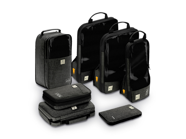 The Vasco 7-Piece Smart Packing Cube Set organizes essentials while saving up to 60% more space in your bag.