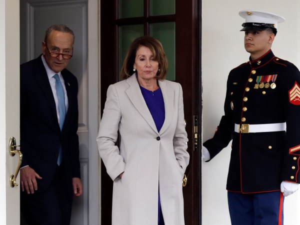 Speaker of the House Nancy Pelosi, D-Calif., Senate Minority Leader Chuck Schumer, D-N.Y., House Minority Leader Kevin McCarthy, R-Calif., Senate Majority Leader Mitch McConnell, R-Ky., xxxxXXXXX speaks to reporters after meeting with President Donald Trump about border security in the Situation Room of the White House, Friday, Jan. 4, 2018, in Washington. (AP Photo/Evan Vucci)