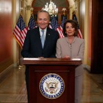 House Speaker Nancy Pelosi of Calif., and Senate Minority Leader Chuck Schumer of N.Y., speak on Capitol Hill in response President Donald Trump's address, Tuesday, Jan. 8, 2019, in Washington. (AP Photo/Alex Brandon)