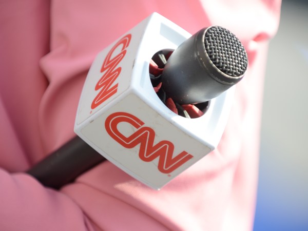 A CNN presenter is seen during the 2018 NATO Summit in Brussels, Belgium on July 11, 2018. (Photo by Jaap Arriens/NurPhoto)