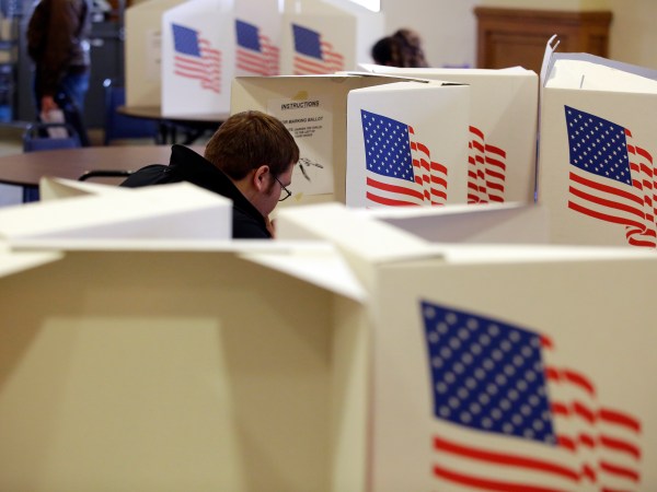 DES MOINES, IA - NOVEMBER 06: A voter fills out a ballot at a polling station on November 6, 2018 in Des Moines, Iowa. Today's election will determine if Republicans or Democrats will  control the House of Representatives. (Photo by Joshua Lott/Getty Images)