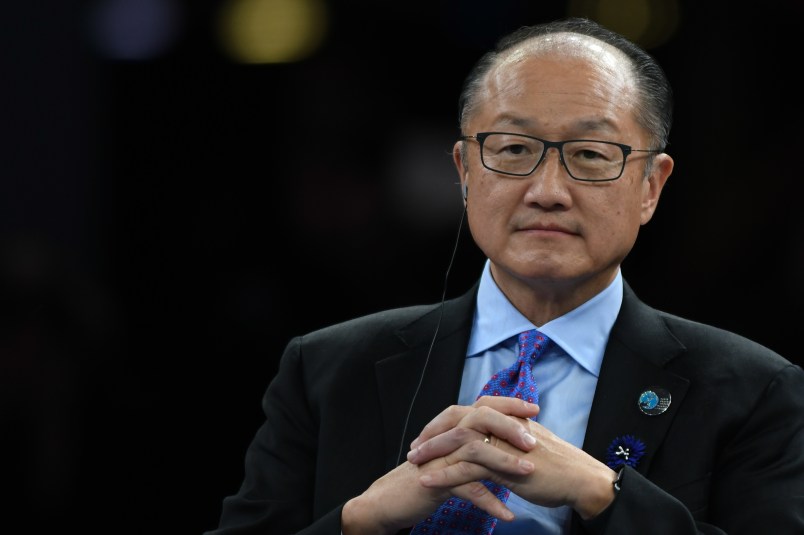 Jim Yong Kim, President of the World Bank, at the Paris Peace Forum, an event that is a part of the commemoration ceremonies to mark the centenary of the 1918 Armistice, at the Villette Conference Hall in ParisThe Paris Peace Forum was created tobring together all actors of globalgovernance to strengthen multilateralismand international cooperation. On Sunday, November 11, 2018, in Paris, France. (Photo by Artur Widak/NurPhoto)
