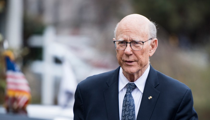 UNITED STATES - DECEMBER 4: Sen. Pat Roberts, R-Kan., arrives for the Senate Republican's policy lunch at the National Republican Senatorial Committee in Washington on Tuesday, December 4, 2018. (Photo By Bill Clark/CQ Roll Call)