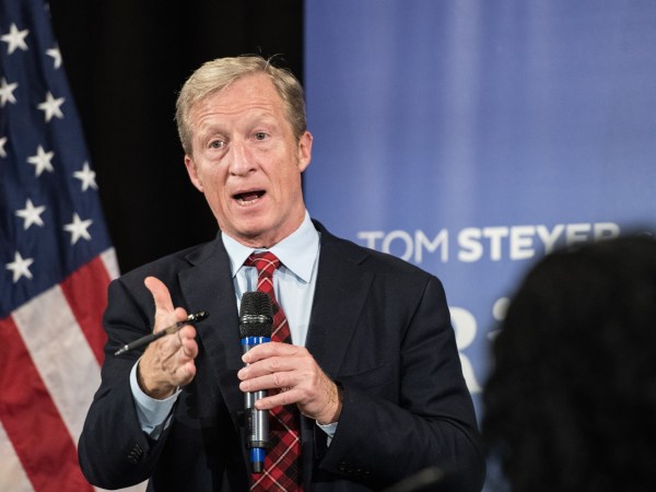 CHARLESTON, SC - DECEMBER 04: Anti-Trump Billionaire Tom Steyer hosts a town hall meeting on December 4, 2018 in Charleston, South Carolina. Steyer, founder of NextGen America and Need to Impeach, is testing the waters for a 2020 presidential run. (Photo by Sean Rayford/Getty Images)