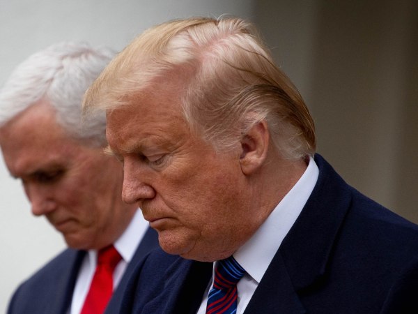President Donald Trump and Vice President Mike Pence enter the Rose Garden at the White House to address the media after meeting with Democratic leadership to discuss the ongoing partial government shutdown, January 4, 2019. (Photo by Michael Candelori/NurPhoto)