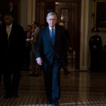 UNITED STATES - JANUARY 15: Senate Majority Leader Mitch McConnell, R-Ky., is seen the Capitol after the Senate Policy luncheons in the Capitol on Tuesday, January 15, 2019. (Photo By Tom Williams/CQ Roll Call)