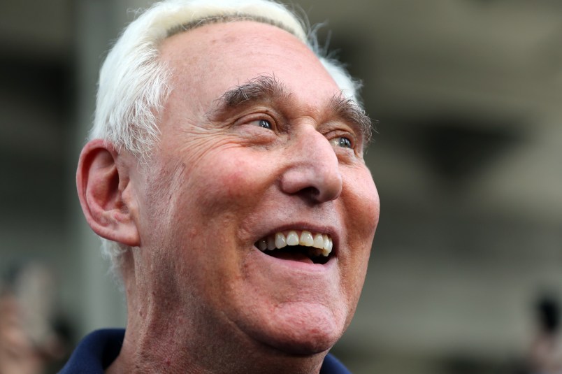Roger Stone, after his release, outside the Federal Courthouse in Fort Lauderdale on Friday, Jan. 25, 2019. (Amy Beth Bennett/South Florida Sun Sentinel/TNS)