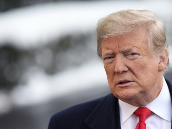 WASHINGTON, DC - JANUARY 14: U.S. President Donald Trump answers questions from the press as he departs the White House January 14, 2019 in Washington, DC. Trump is scheduled to travel to New Orleans today to address the American Farm Bureau Federation‚Äôs 100th annual convention. (Photo by Win McNamee/Getty Images)