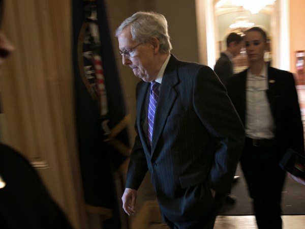 WASHINGTON, DC - JANUARY 23: Senate Majority Leader Mitch McConnell (R-KY) returns to his office after the U.S. Senate adjourned for the day January 23, 2019 in Washington, DC. McConnell has indicated the Senate will vote on two bills to end the partial government shutdown on Thursday of this week. (Photo by Win McNamee/Getty Images)