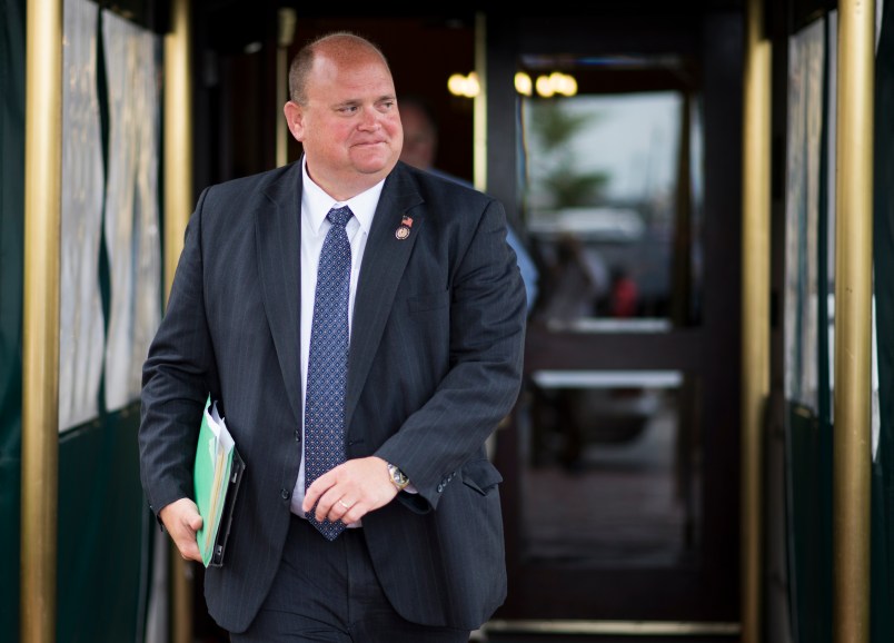 UNITED STATES - AUGUST 1: Rep. Tom Reed, R-NY., leaves the House Republican Conference meeting, beginning at the Capitol Hill Club on Wednesday, August 1, 2012. (Photo By Bill Clark/CQ Roll Call)