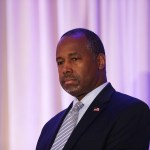 PALM BEACH, FL - MARCH 11:  Former Republican presidential candidate Ben Carson gives his endorsement to Republican presidential candidate Donald Trump during a press conference at the Mar-A-Lago Club on March 11, 2016 in Palm Beach, Florida. Presidential candidates continue to campaign before Florida's March 15th primary day.  (Photo by Joe Raedle/Getty Images)
