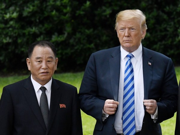 WASHINGTON, DC - JUNE 01: US President Donald Trump stands with Kim Yong Chol, former North Korean military intelligence chief and one of leader Kim Jong Un's closest aides, on the South Lawn of  the White House on June 1, 2018 in Washington, DC. Both Trump and Kim Yong Chol are trying to salvage a recently canceled historic summit between US President Donald Trump and North Korean leader Kim Jong-un scheduled for June 12. (Photo by Olivier Douliery-Pool/Getty Images)