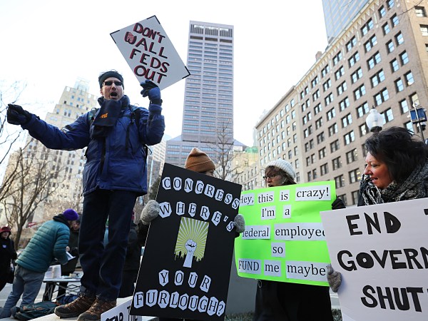 Boston, MA., 01112019, Furloughed federal workers and their supporters held a rally in Post Office Square. Suzanne Kreiter/Globe staff
