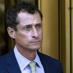 FILE - In this Sept. 25, 2017 file photo, former Congressman Anthony Weiner leaves federal court following his sentencing in New York. Weiner is set to report to the Federal Medical Center, Devens, Mass., Monday, Nov. 6, 2017, to serve his prison sentence in a sexting case that rocked the presidential race. (AP Photo/Mark Lennihan, File)