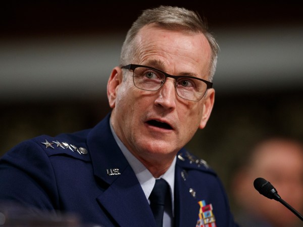 Air Force Gen. Terrence O'Shaughnessy testifies during a Senate Armed Services Committee hearing on Capitol Hill in Washington, Tuesday, April 17, 2018. The committee is considering the nomination of Air Force Gen. O'Shaughnessy for reappointment to the grade of general and to be Commander of the United States Northern Command and Commander of the North American Aerospace Defense Command. (AP Photo/Carolyn Kaster)