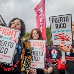 UNION SQUARE, NEW YORK, UNITED STATES - 2018/09/20: On the one year anniversary of Hurricane Maria, hundreds gathered in Union Square demanding justice for Puerto Rico. Many Puerto Ricans are still struggling for survival and fighting to remain, reclaim, and rebuild. (Photo by Erik McGregor/Pacific Press/LightRocket via Getty Images)