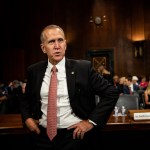SEPTEMBER 27, 2018 - WASHINGTON, DC: Senator Thom Tillis before the hearing. Judge Brett M. Kavanaugh testified in front of the Senate Judiciary committee regarding sexual assault allegations at the Dirksen Senate Office Building on Capitol Hill Thursday, September 27, 2018. (Pool photo by Erin Schaff for The New York Times) NYTSCOTUS
