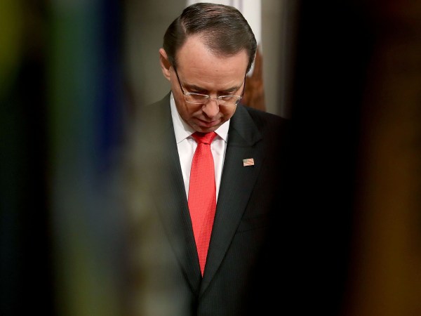 WASHINGTON, DC - NOVEMBER 27:  Deputy Attorney General Rod Rosenstein attends the Department of JusticeÕs American Indian and Alaska Native Heritage Month Observance Program at the Justice Department, on November 27, 2018 in Washington, DC.  (Photo by Mark Wilson/Getty Images)