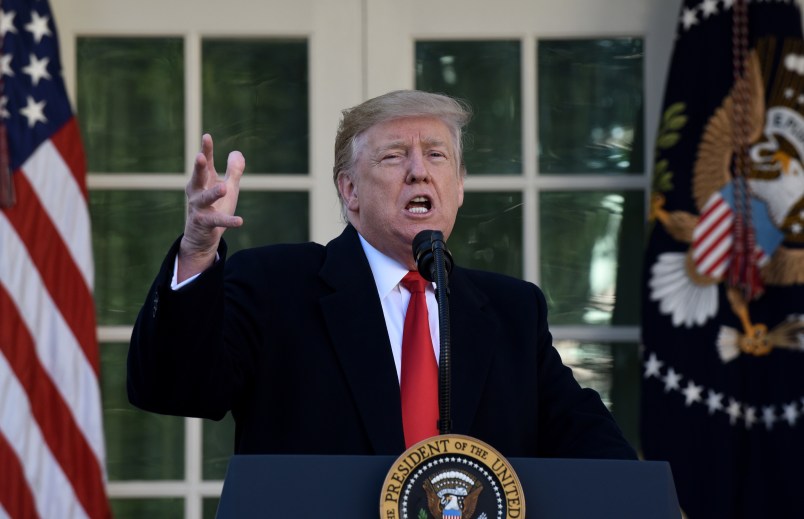 President Donald Trump makes a statemnent annoncing that a deal has been reached to reopen the government through Feb. 15 during an event in the Rose Garden of the White House January 25, 2019 in Washington, DC.Photo by Olivier Douliery/ Abaca Press