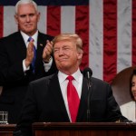 FEBRUARY 5, 2019 - WASHINGTON, DC: President Donald Trump delivered the State of the Union address, with Vice President Mike Pence and Speaker of the House Nancy Pelosi, at the Capitol in Washington, DC on February 5, 2019. (Doug Mills/The New York Times POOL PHOTO) NYTSOTU