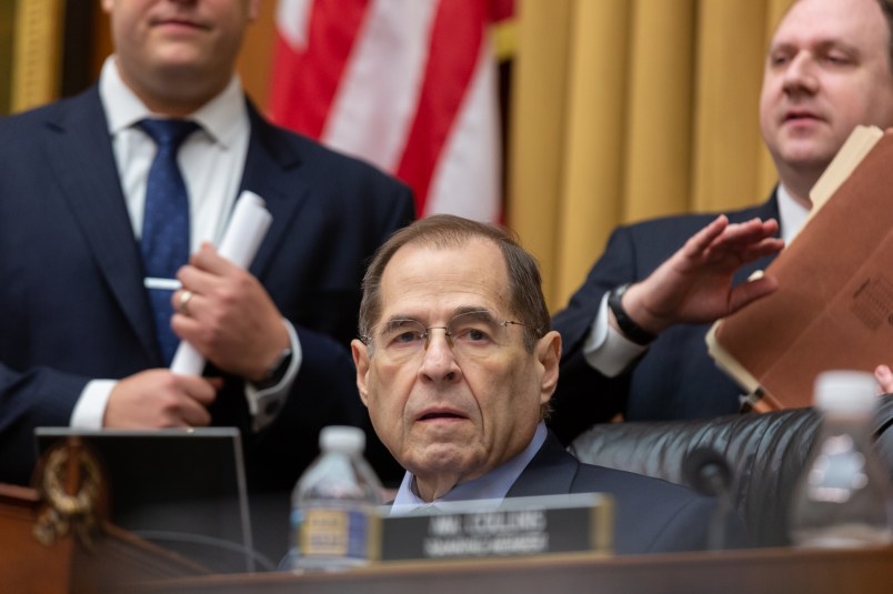 House Judiciary Committee Chairman Jerrold Nadler (D-NY), (C), questions Acting U.S. Attorney General Matthew Whitaker, at his hearing before the House Judiciary Committee on the special counsel investigation into Russian interference in the 2016 election, on Capitol Hill in Washington, D.C., on Friday, February 08, 2019. (Photo by Cheriss May/NurPhoto)