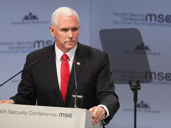 xx gives his speech during the 55th Munich Security Conference (MSC) on February 16, 2019 in Munich, Germany. The annual conference, which brings together political and defense leaders from across the globe, is taking place under heightened tensions between the USA, together with its western allies, and Russia. The MSC is the worldwide leading forum for debating international security policy.