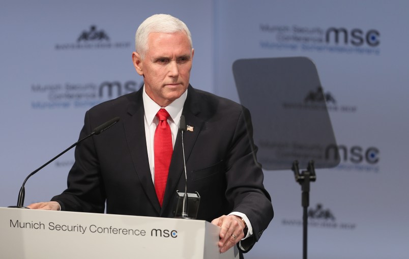xx gives his speech during the 55th Munich Security Conference (MSC) on February 16, 2019 in Munich, Germany. The annual conference, which brings together political and defense leaders from across the globe, is taking place under heightened tensions between the USA, together with its western allies, and Russia. The MSC is the worldwide leading forum for debating international security policy.
