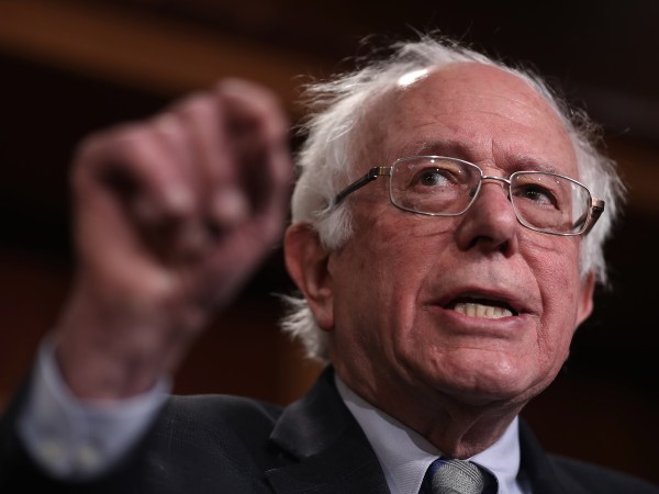 WASHINGTON, DC - JANUARY 30:  Sen. Bernie Sanders (I-VT) speaks during a press conference at the U.S. Capitol January 30, 2019 in Washington, DC. Sanders and other members of the U.S. Senate and House of Representatives called for the reintroduction of a resolution ‚Äúto end U.S. support for the Saudi-led war in Yemen‚Äù during the press conference. (Photo by Win McNamee/Getty Images)