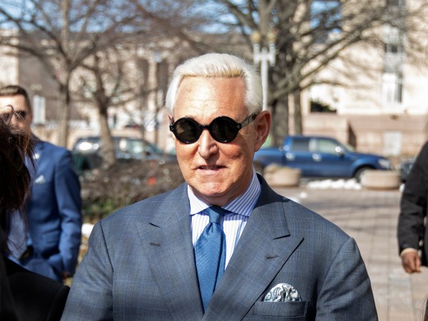 WASHINGTON, DC - FEBRUARY 21: Roger Stone arrives to appear in court on Thursday at the E. Barrett Prettyman U.S. Courthouse on February 21, 2019 in Washington, DC. Stone is back in court after a social media post he made that may have violated the terms of his release.(Photo by Alex Wroblewski/Getty Images)