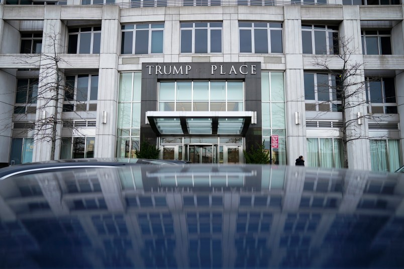 NEW YORK, NY - FEBRUARY 22: A view of 'Trump Place' at 120 Riverside Boulevard on the west side of Manhattan, February 22, 2019 in New York City. The building's condominium board announced on Thursday that residents have voted to remove the 'Trump Place' signage from the building's facade. (Photo by Drew Angerer/Getty Images)