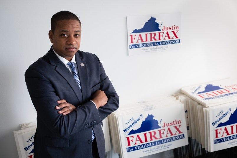 ARLINGTON, VA - SEPTEMBER 13: Justin Fairfax, the Democratic candidate for Virginia lieutenant governor is pictured during an interview at his campaign headquarters in Arlington, VA on Wednesday September 13, 2017. (Photo by Sarah L. Voisin/The Washington Post)