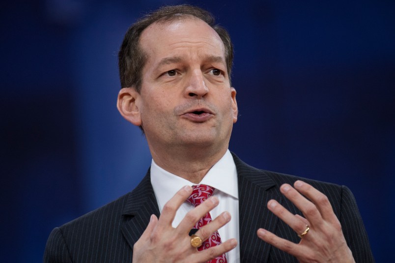 UNITED STATES - FEBRUARY 22: Labor Secretary Alex Acosta is interviewed during the Conservative Political Action Conference at the Gaylord National Resort in Oxon Hill, Md., on February 22, 2018. (Photo By Tom Williams/CQ Roll Call)