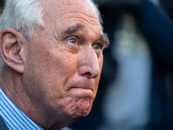 Roger Stone, a longtime adviser of Donald Trump,  is about to enter a waiting vehicle after exiting the E. Barrett Prettyman Federal Courthouse at 4:10 p.m. on Thursday Feb. 21, 2019 in Washington D.C. U.S. District Judge Amy Berman Jackson had just  banned Stone from speaking publicly about his case.  Stone is facing charges from Special Counsel Robert Mueller that he lied to Congress and engaged in witness tampering. (Photo by Jeff Malet)