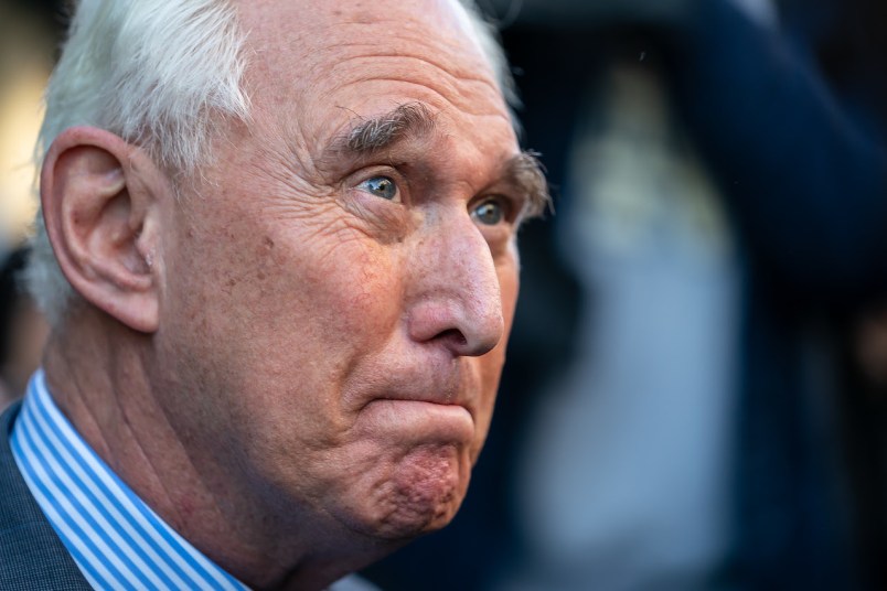 Roger Stone, a longtime adviser of Donald Trump,  is about to enter a waiting vehicle after exiting the E. Barrett Prettyman Federal Courthouse at 4:10 p.m. on Thursday Feb. 21, 2019 in Washington D.C. U.S. District Judge Amy Berman Jackson had just  banned Stone from speaking publicly about his case.  Stone is facing charges from Special Counsel Robert Mueller that he lied to Congress and engaged in witness tampering. (Photo by Jeff Malet)