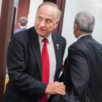 UNITED STATES - NOVEMBER 28: Rep. Steve King, R-Iowa, leaves a meeting of the House Republican Conference in the Capitol on November 28, 2018. (Photo By Tom Williams/CQ Roll Call)