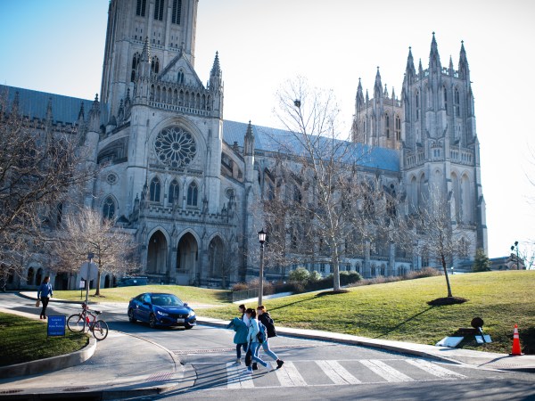 WASHINGTON, DC - JANUARY 25: People walk near Washington National Cathedral. Massachusetts Avenue Heights is a neighborhood in DC that is bounded to the north by Woodley Road, to the southwest by Massachusetts Avenue, to the east by 34th Street NW, and to the west by Wisconsin Avenue. (Photo by Sarah L. Voisin/The Washington Post)