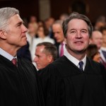 FEBRUARY 5, 2019 - WASHINGTON, DC: Supreme Court  Neil Gorsuch, left, and Brett Kavanaugh at the Capitol in Washington, DC on February 5, 2019. (Doug Mills/The New York Times POOL PHOTO) NYTSOTU