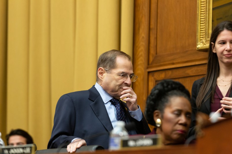 House Judiciary Committee Chairman Jerrold Nadler (D-NY), (L), enters the hearing for the testimony of  Acting U.S. Attorney General Matthew Whitaker before the House Judiciary Committee on the special counsel investigation into Russian interference in the 2016 election, on Capitol Hill in Washington, D.C., on Friday, February 08, 2019. (Photo by Cheriss May/NurPhoto)