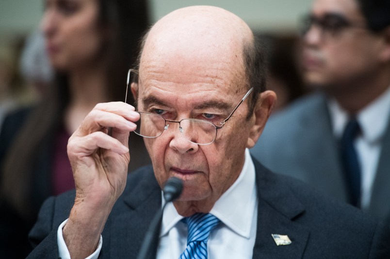 UNITED STATES - MARCH 14: Commerce Secretary Wilbur Ross testifies during a House Oversight and Reform Committee hearing in Rayburn Building discuss preparations for the 2020 Census and citizenship questions on Thursday March 14, 2019. (Photo By Tom Williams/CQ Roll Call)