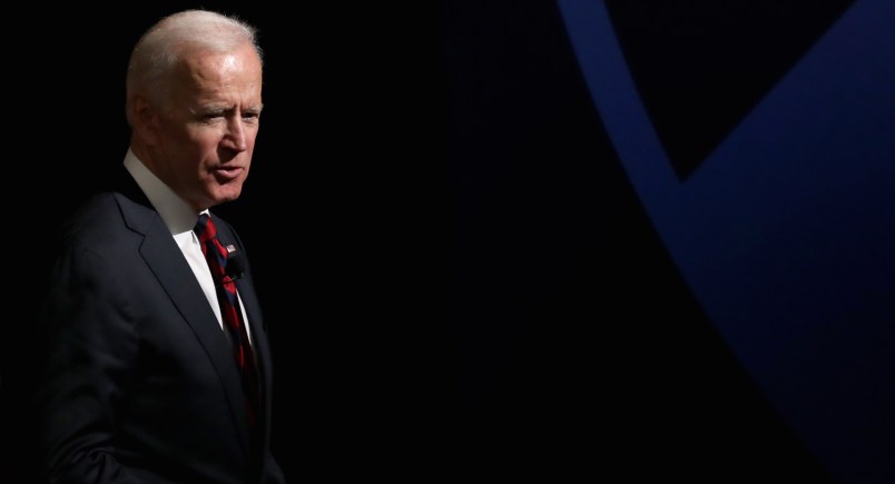 PHILADELPHIA, PENNSYLVANIA - FEBRUARY 19: Former U.S Vice president Joe Biden speaks at the University of Pennsylvania‚Äôs Irvine Auditorium February 19, 2019 in Philadelphia, Pennsylvania. Biden joined Amy Gutmann, president of the University of Pennsylvania, in discussing global affairs and other topical subjects, and concluding with questions from the audience.   (Photo by Win McNamee/Getty Images)
