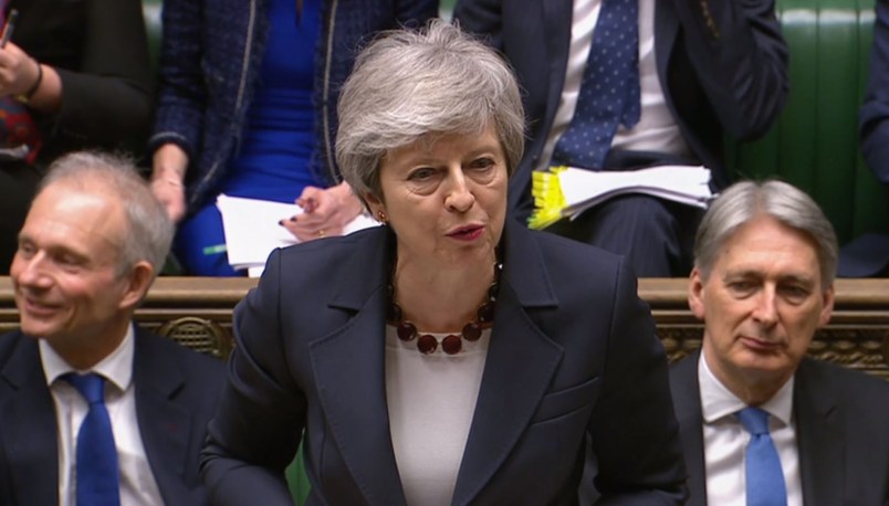 Prime Minister Theresa May speaks during Prime Minister's Questions in the House of Commons, London. PRESS ASSOCIATION Photo. Picture date: Wednesday March 27, 2019. See PA story POLITICS PMQs May. Photo credit should read: House of Commons/PA Wire