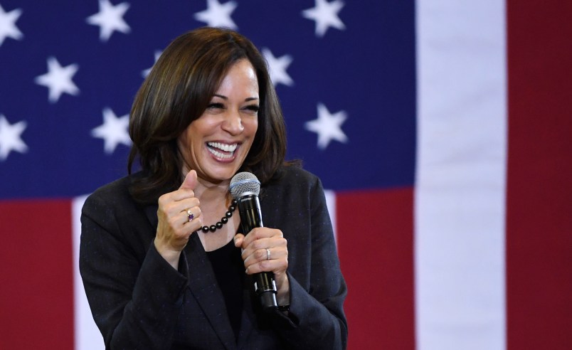 NORTH LAS VEGAS, NEVADA - MARCH 01:  U.S. Sen. Kamala Harris (D-CA) speaks during a town hall meeting at Canyon Springs High School on March 1, 2019 in North Las Vegas, Nevada. Harris is campaigning for the 2020 Democratic nomination for president.  (Photo by Ethan Miller/Getty Images)