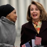WASHINGTON, DC - MARCH 08: Rep. Ilhan Omar (D-MN) (L) talks with Speaker of the House Nancy Pelosi (D-CA) during a rally with fellow Democrats before voting on H.R. 1, or the People Act, on the East Steps of the U.S. Capitol March 08, 2019 in Washington, DC. With almost zero chance of passing the Senate, H.R. 1 is a package of legislation aimed at bolstering voting rights, reducing corruption in Washington and overhauling the campaign finance system in an effort to reduce the influence of 'special interests.' (Photo by Chip Somodevilla/Getty Images)
