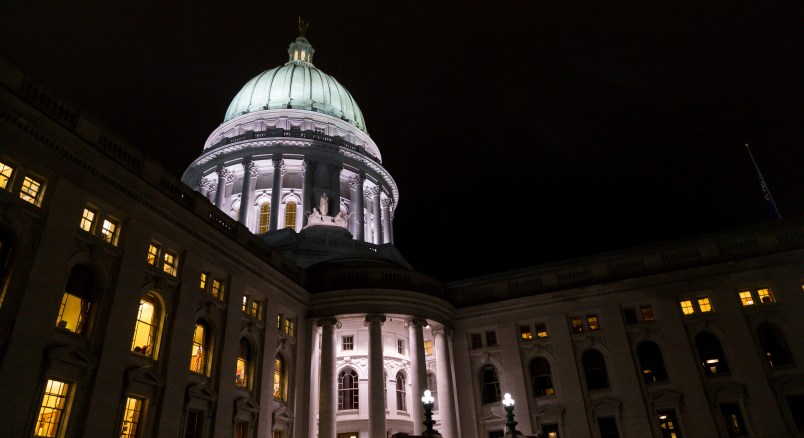 MADISON, WI - DECEMBER 04: The Wisconsin State Capitol where late night debate is taking place over contentious legislation December 4, 2018 in Madison, Wisconsin. Wisconsin Republicans are trying to pass a series of proposals that will weaken the authority of Gov.-elect Tony Evers and incoming Democratic Attorney General Josh Kaul. (Photo by Andy Manis/Getty Images)