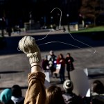 OHIO STATE HOUSE, COLUMBUS, OHIO, UNITED STATES - 2018/12/12: A protester seen holding a coat hanger which is an emblem of the pro-choice movement during a protest against the controversial Heartbeat Bill or HB258, which bans abortion once a fetal heartbeat is detected. The bill would make it much more difficult for women to seek an abortion in the state of Ohio. The bill was passed by members of the Ohio Senate with a vote of 18-13. Outgoing Ohio Governor John Kasich has said he would veto any such bill should it be passed by the Senate. (Photo by Matthew Hatcher/SOPA Images/LightRocket via Getty Images)